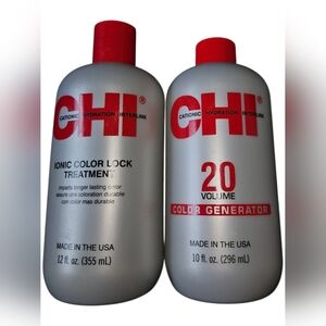 Chi Ionic Color Lock Treatment & 20 Volume Color Generator Bundle